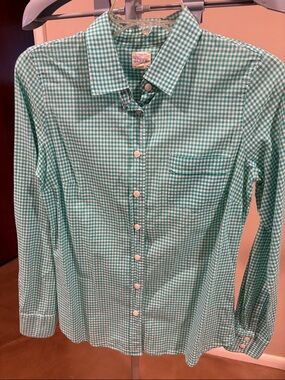 J. Crew Green Gingham Button-Down Shirt